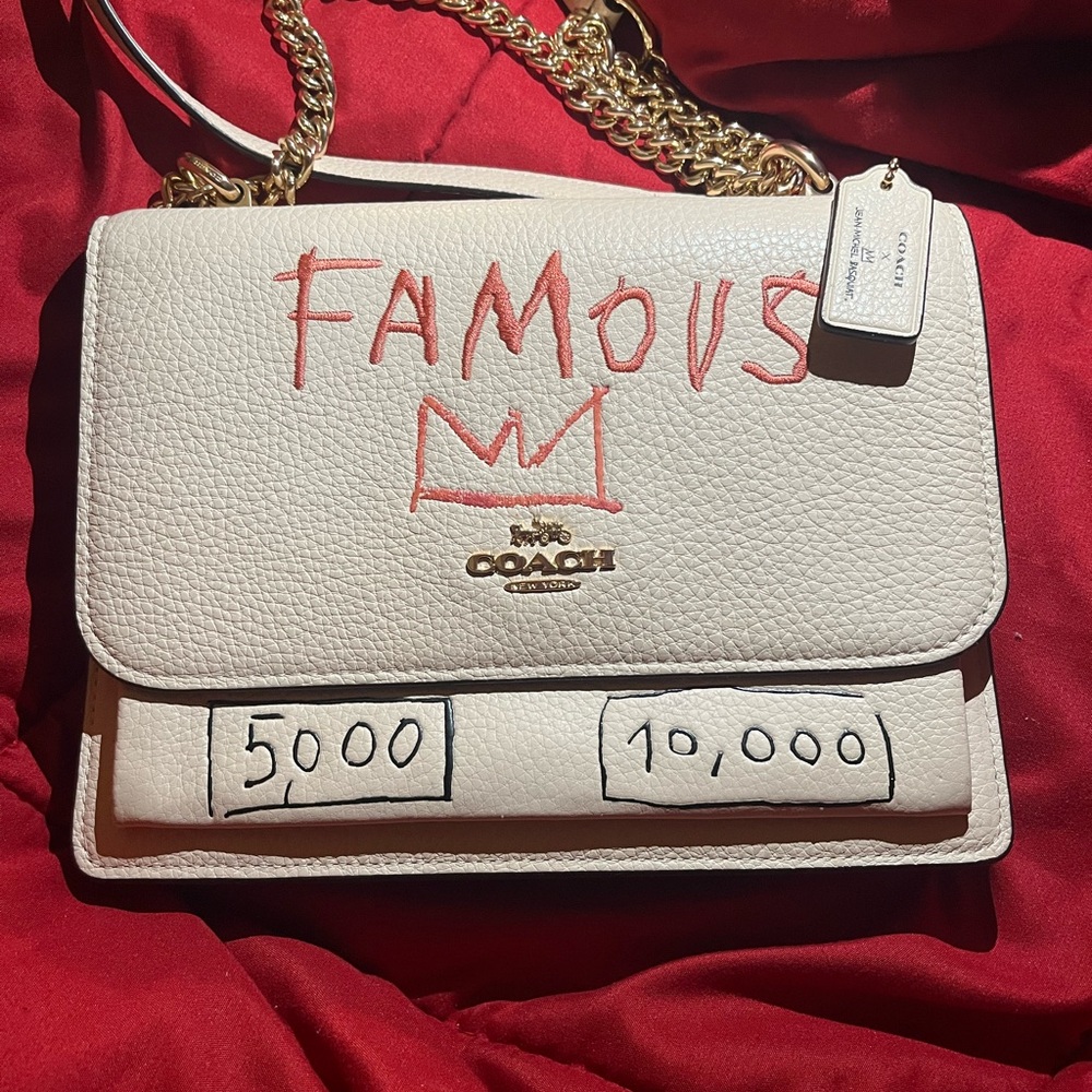 Coach Cream Handbag with Red Accents